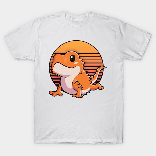 Retro Bearded Dragon Shirt For Girls Women Sunset Reptile T-Shirt by 14thFloorApparel